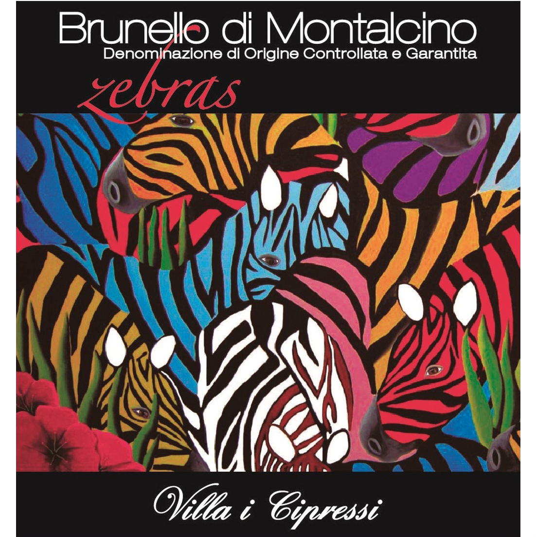 Villa i Cipressi Brunello Montalcino Zebras Wine Label
