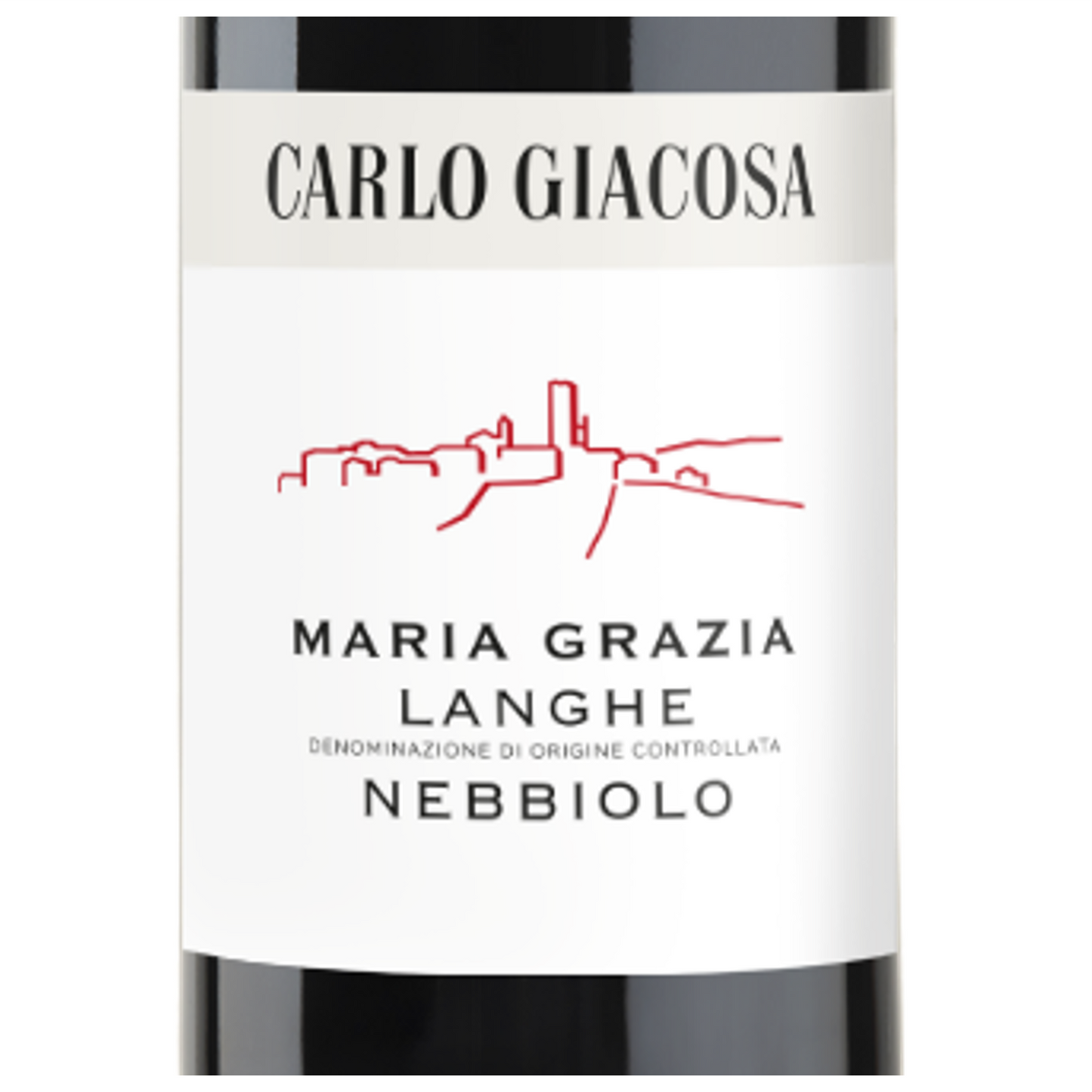 Carlo Giacosa Langhe Nebbiolo Maria Grazia Wine Bottle Closeup