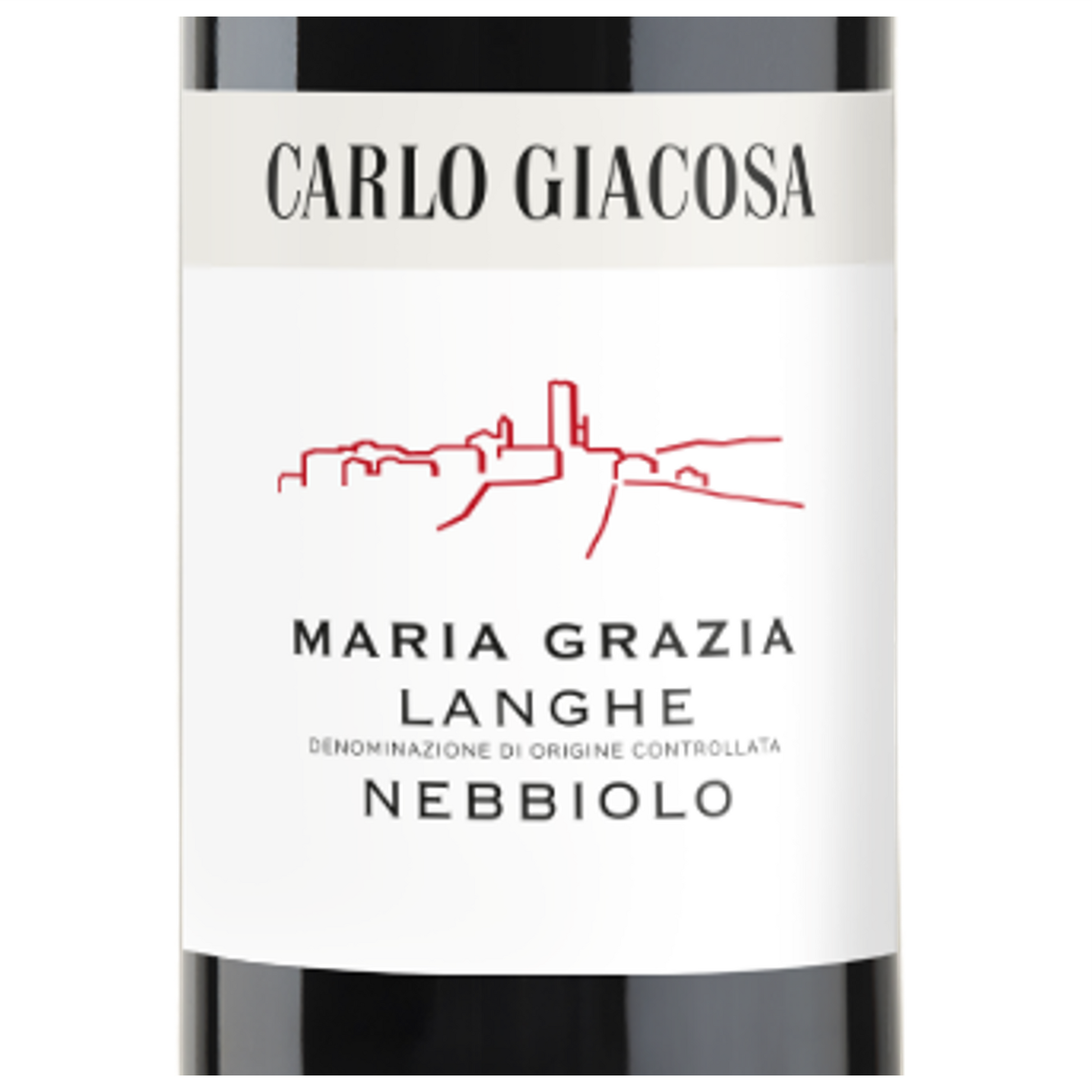 Carlo Giacosa Langhe Nebbiolo Maria Grazia Wine Bottle Closeup
