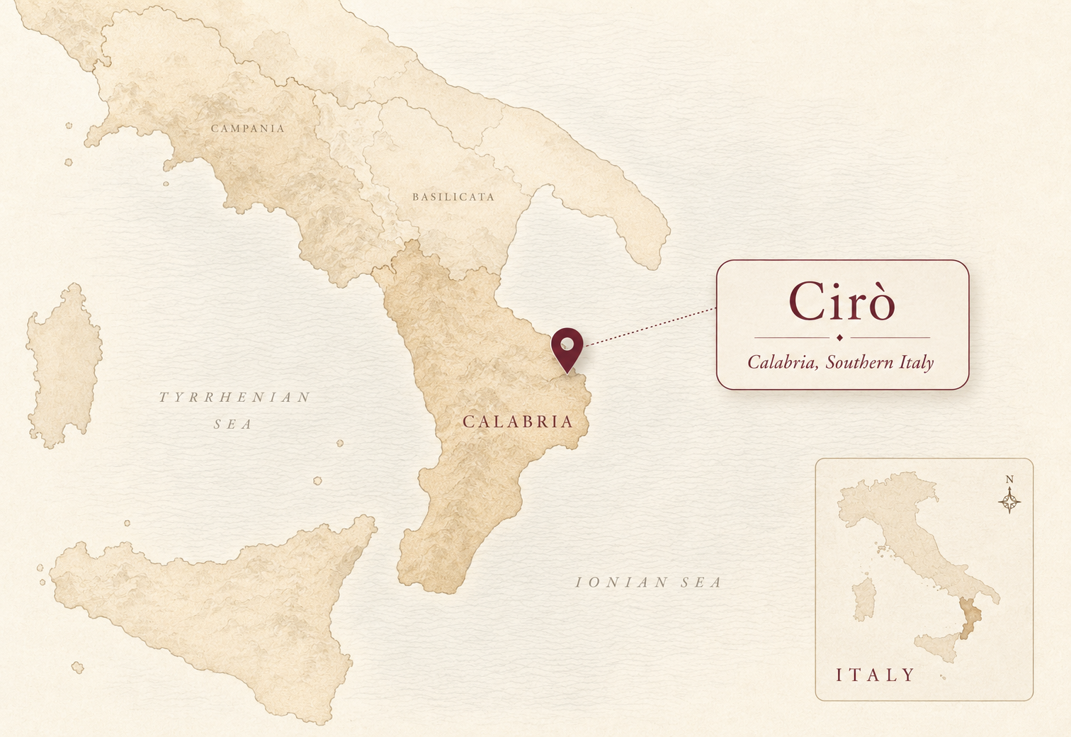 Map showing Ciro in Calabria, Southern Italy