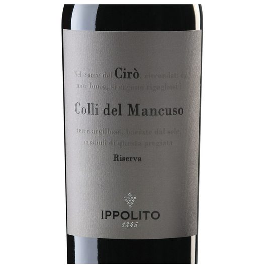 Ippolito Colli del Mancuso Wine Bottle Closeup