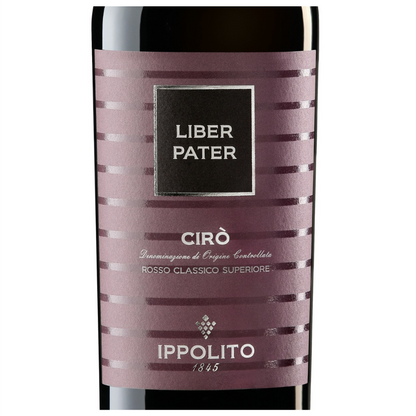 Ippolito Liber Pater Wine Bottle Closeup