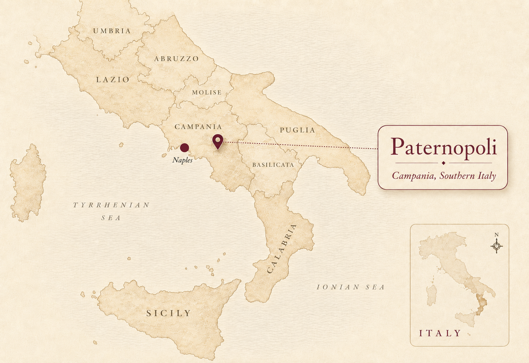 Map of Nativ, near Avellino, Campania, Italy