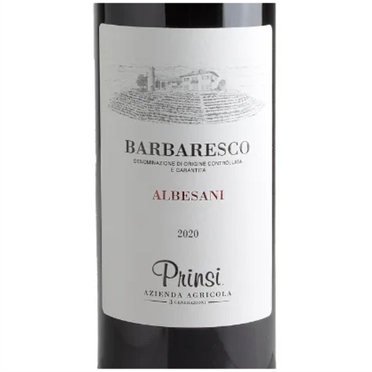 Prinsi Barbaresco Albesani Wine Bottle Closeup