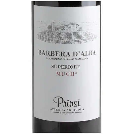 Prinsi Barbera d'Alba Superiore Much Wine Bottle Closeup