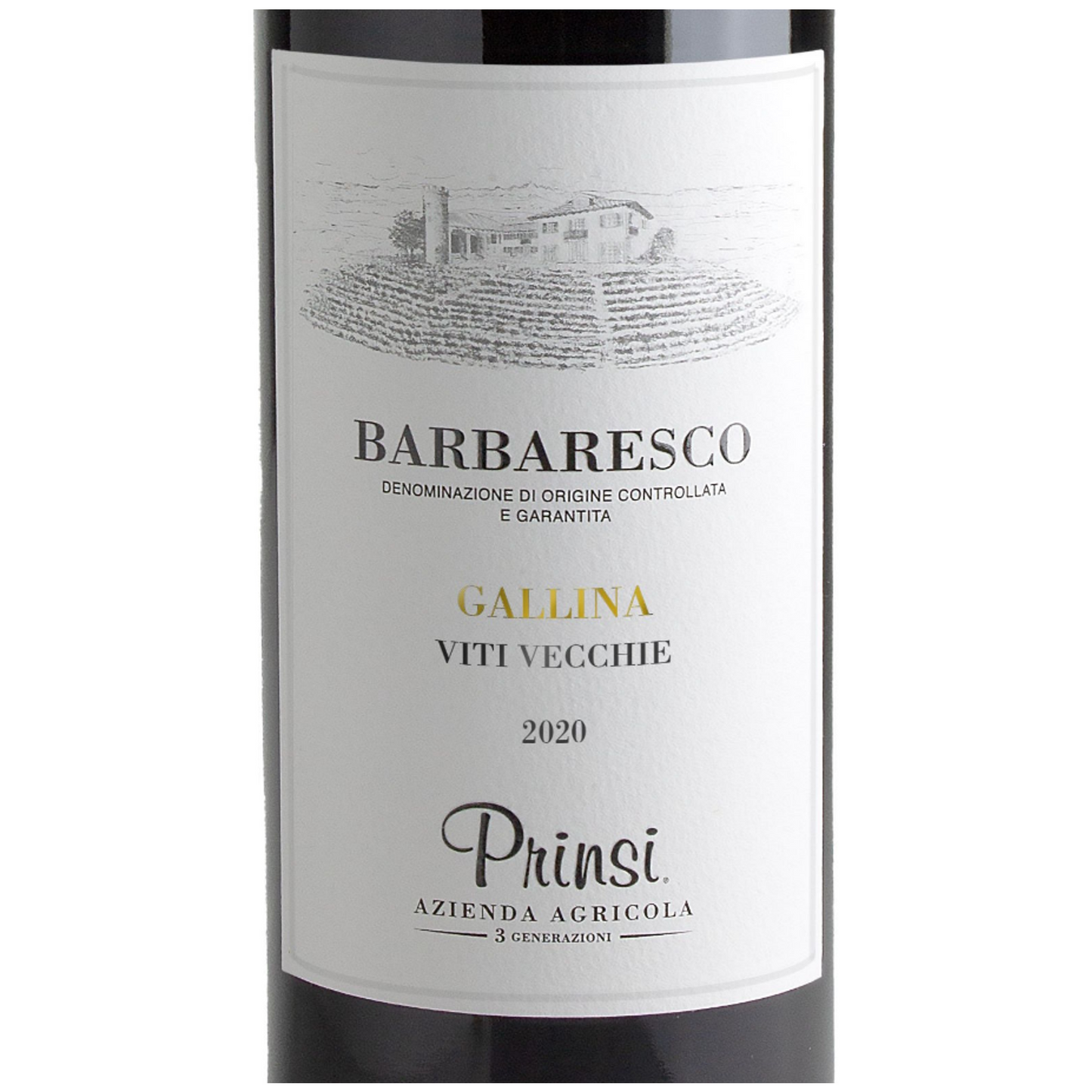 Prinsi Gallina Viti Vecchie Wine Bottle Closeup