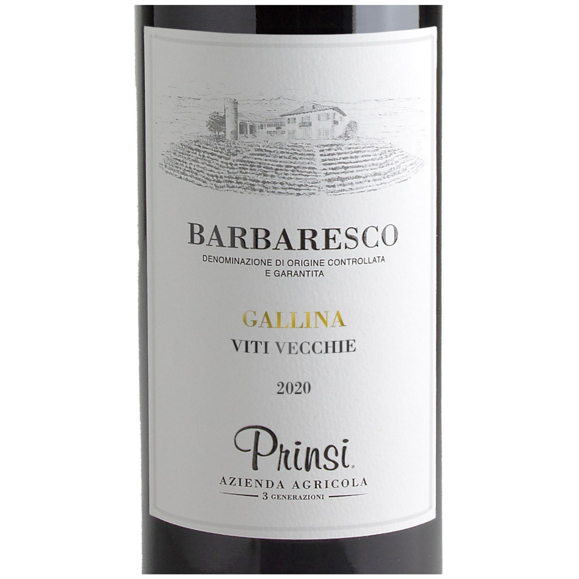 Prinsi Gallina Viti Vecchie Wine Bottle Closeup