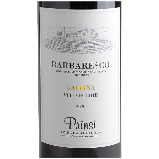 Prinsi Gallina Viti Vecchie Wine Bottle Closeup