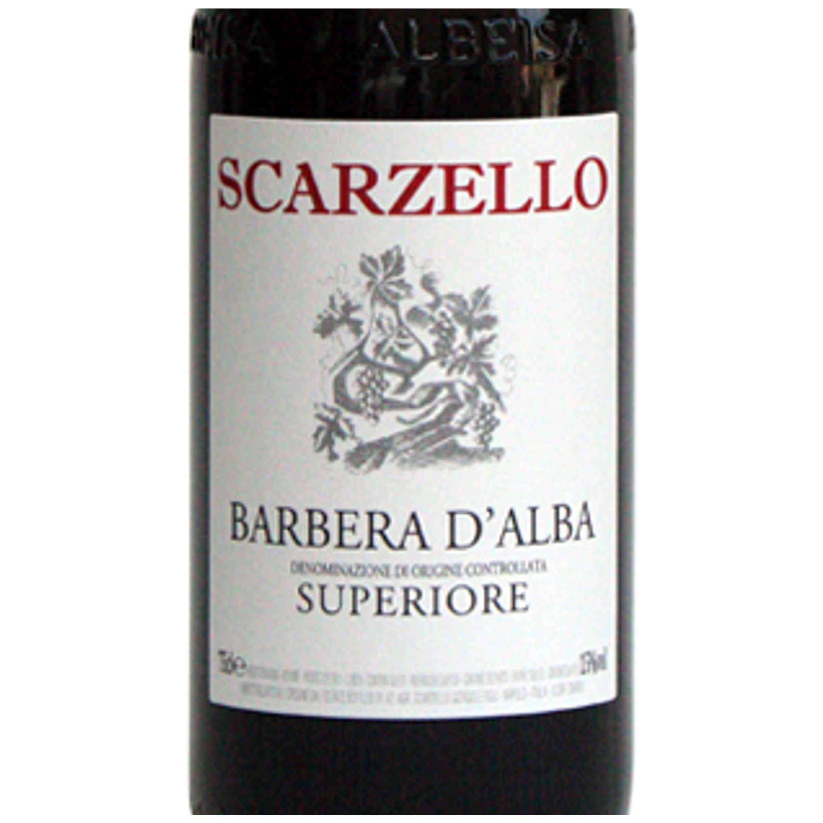 Scarzello Barbera d'Alba Wine Bottle Closeup