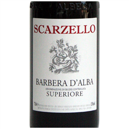 Scarzello Barbera d'Alba Wine Bottle Closeup