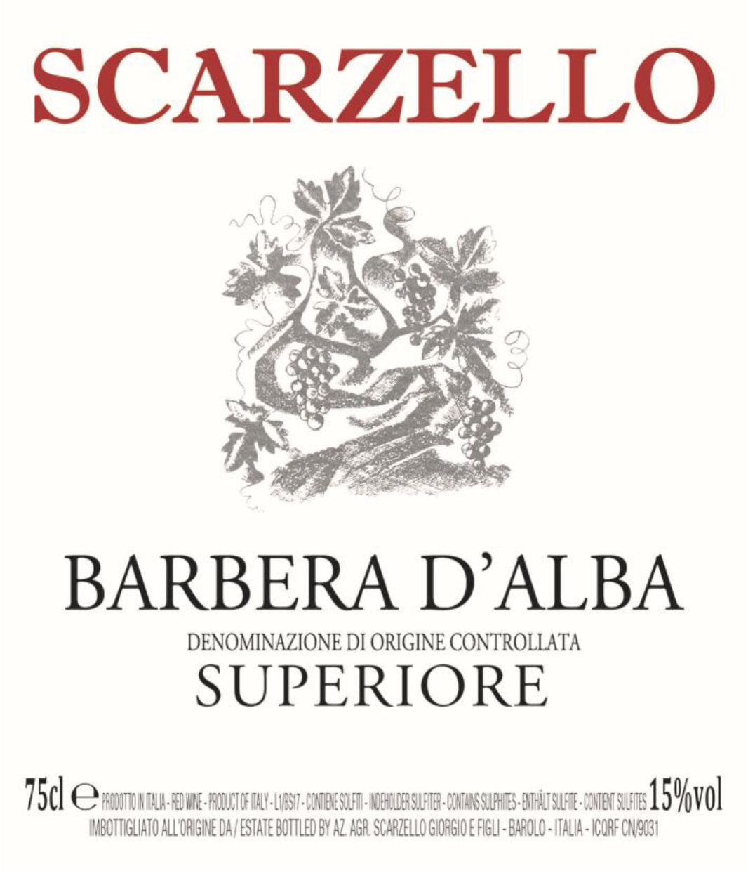 Scarzello Barbera d'Alba Wine Label
