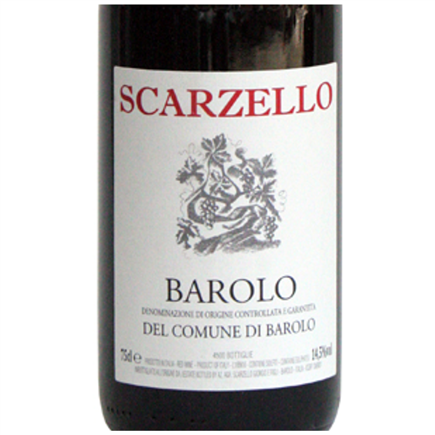 Scarzello Barolo Wine Bottle Closeup