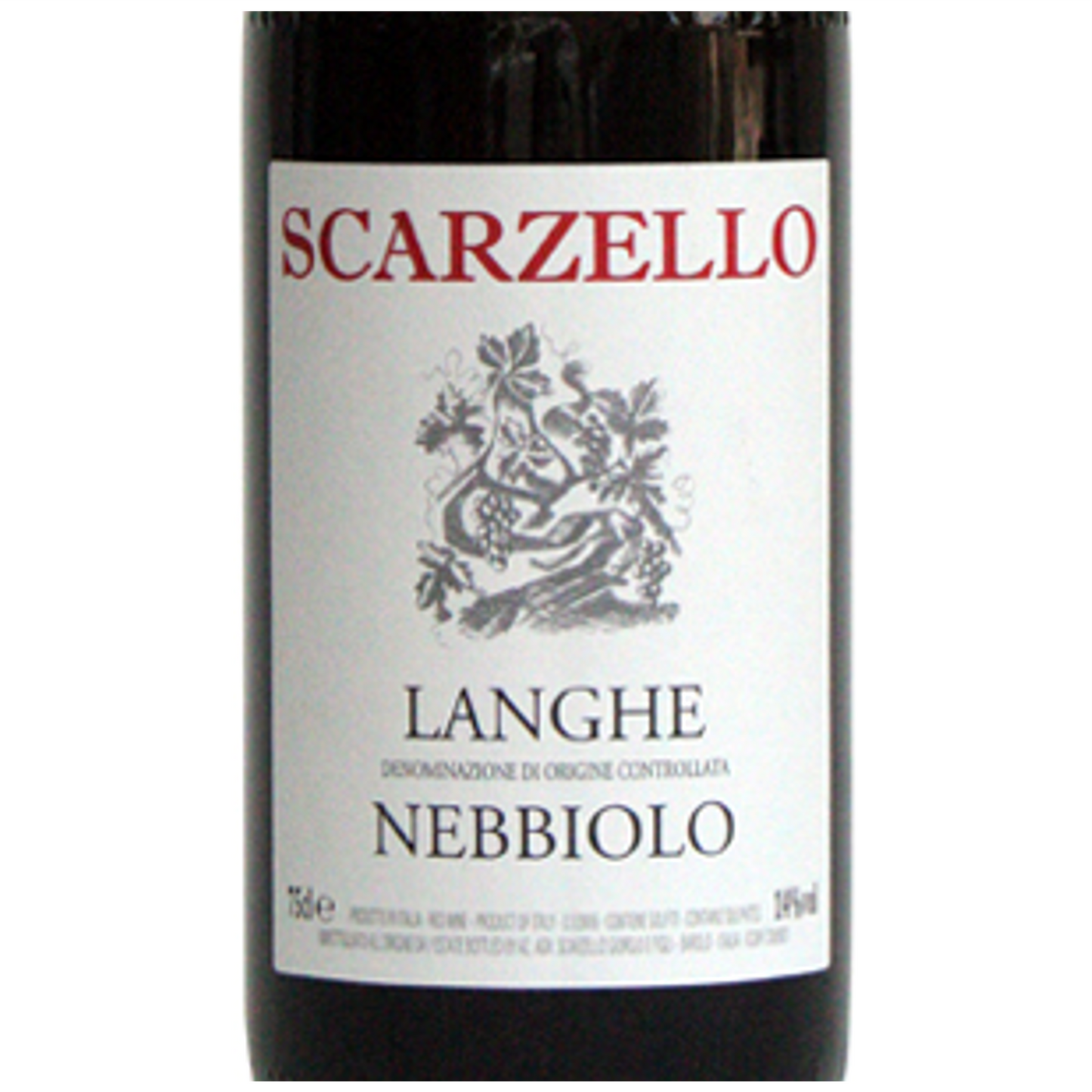 Scarzello Langhe Nebbiolo Wine Bottle Closeup