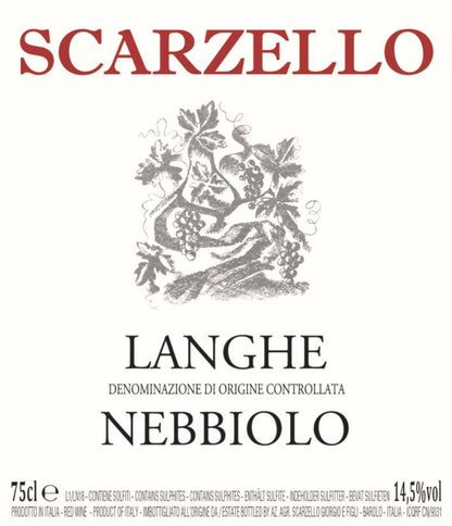 Scarzello Langhe Nebbiolo Wine Label
