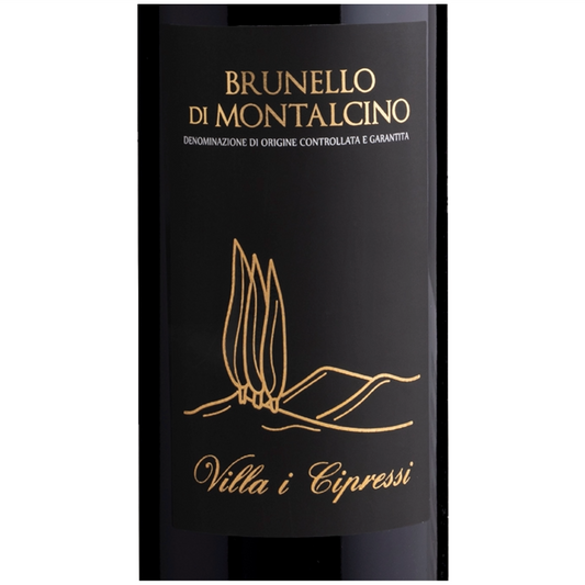 Villa i Cipressi Burnello Montalcino Wine Bottle Closeup
