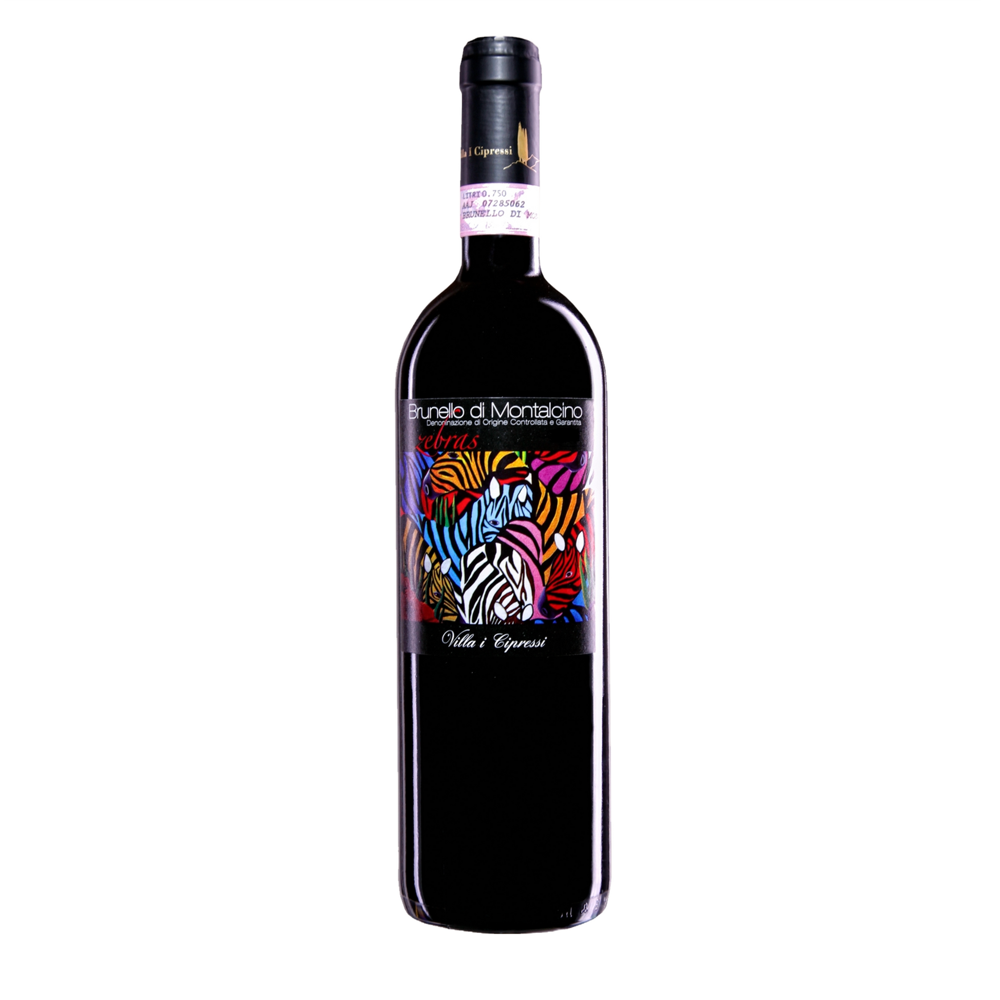 Villa i Cipressi Brunello Montalcino Zebras Wine Bottle