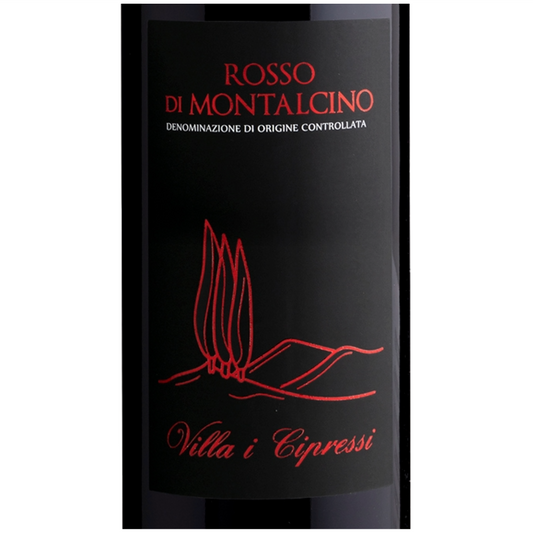 Villa i Cipressi Rosso di Montalcino Wine Bottle Closeup